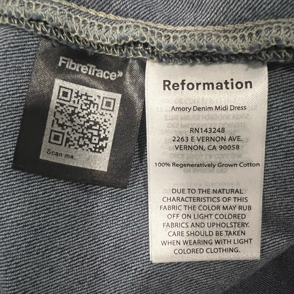 REFORMATION Amory Denim Midi Dress - Picture 6 of 6